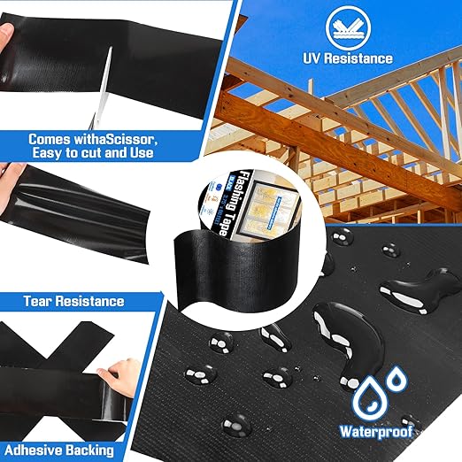 Window Flashing Tape 3.75 Inch x 90 ft Acrylic Adhesive UV Resistant Flashing Tape Waterproof, Self Adhesive & Self Sealing for Window and Door Frames