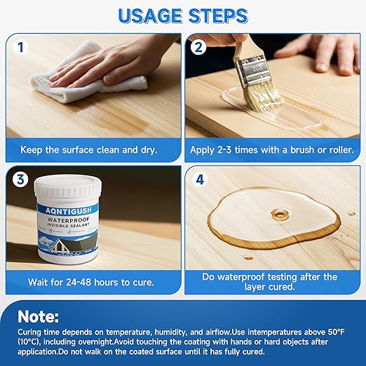 35oz Transparent Waterproof Sealant Coating Invisible Waterproof Agent, Waterproofing Adhesive for Roofs, Walls, Bathroom, Shower, Wood, Indoor & Outdoor Water Proof Clear Paint Sealer 1kg