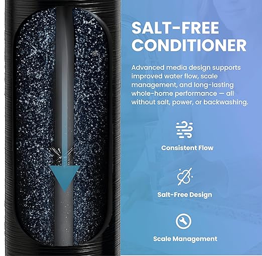 LiquaGen Whole House Water Filter System with Salt-Free Conditioner, Lead & PFOA/PFOS Reduction, 0.5-Micron Filtration, High-Flow, Improves Taste & Protects Plumbing