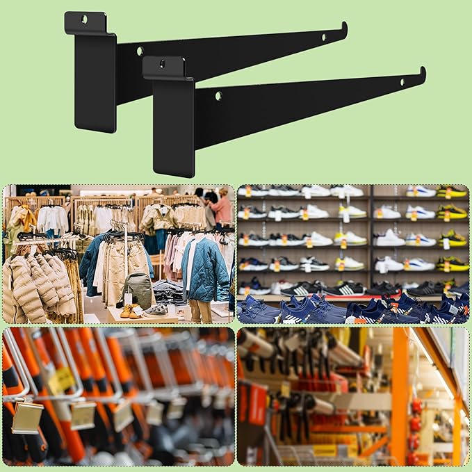 12 Pack Slatwall Knife Shelf Brackets 14 inch, Heavy Duty Slatwall Shelf Bracket Bulk Floating Metal Slatwall Accessories with Lip for Shelving Display Garage,Market and Home Mounting Supplies