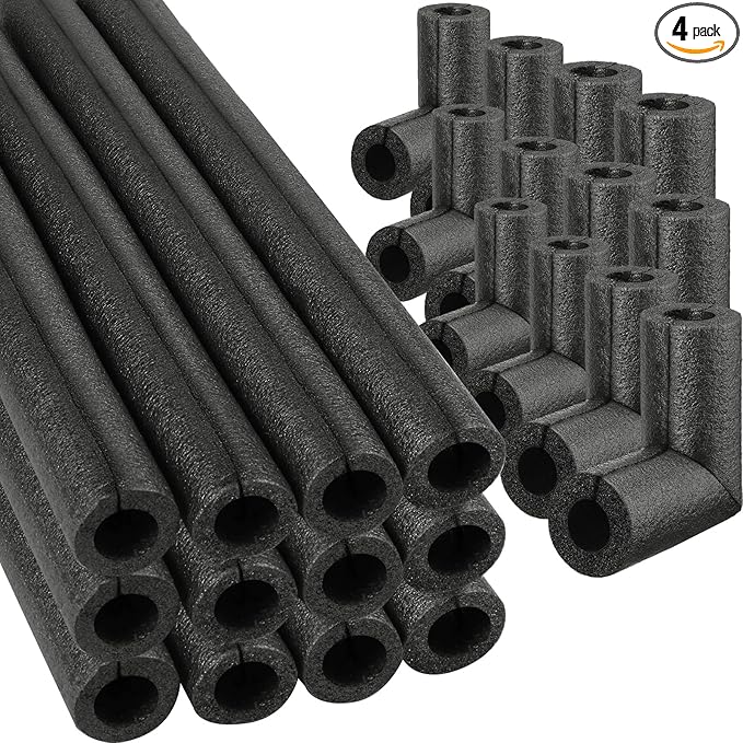 4 Pack Elbow Pipe Insulation Foam Tube Outdoor Wrap Black Pipe Covers Elbow Insulation Tubing Water Foam Covers for Outdoor Winter Irrigation, Sprinkler (1.5 Inch)