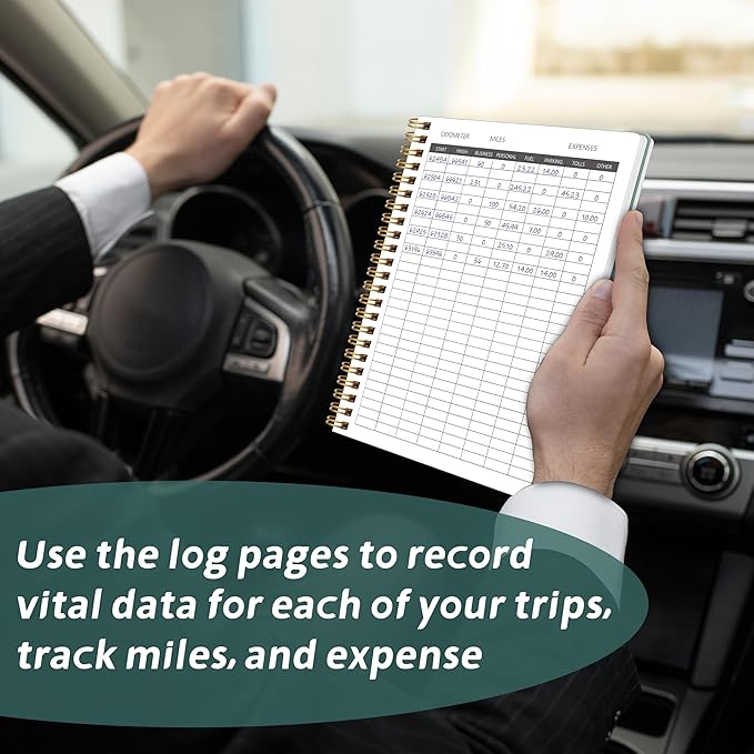 GOLDPEI Auto Mileage Log Book for Personal or Business, Vehicle Maintenance for Car, Miles Log Book for Taxes, Car Mileage for Expense Rocord Notebook, 5.9"x 8.6" Green