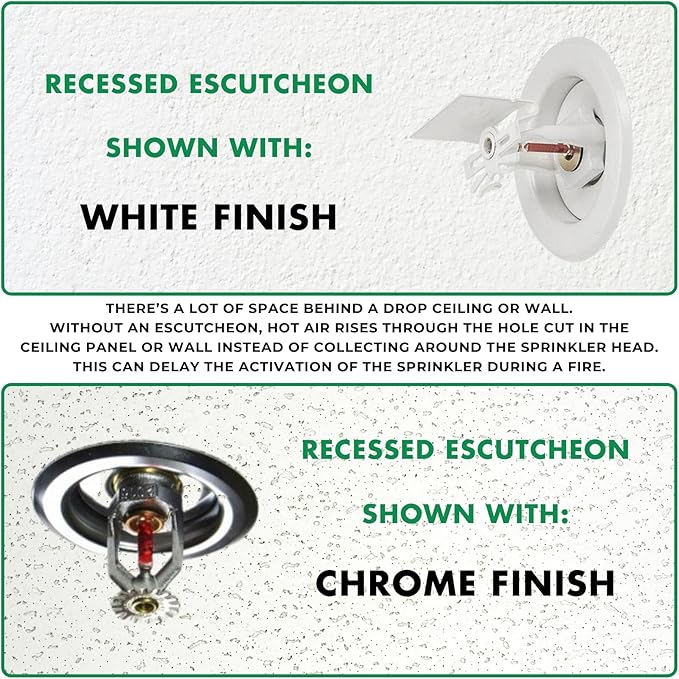Recessed Fire Sprinkler Escutcheon 1/2 in. IPS - 2 Piece in Brass - Depth Adjustment Range up to 3/4 in. for Fire Sprinkler Trim