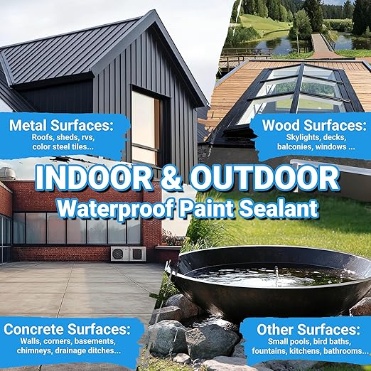 Rubber Liquid Waterproof Sealant, TUFINEIN 53oz/1.5kg Black Quick Drying Multi Surface Foundation Leak Repair - Roof Gutters Basement Sealer Waterproof - Indoor & Outdoor Flexible Rubber Paint