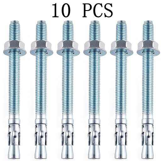 10 Pcs 1/2"x3" Wedge Anchors Zinc Coated for Heavy Duty Concrete Wall Anchor Cement Wall Base Bracket