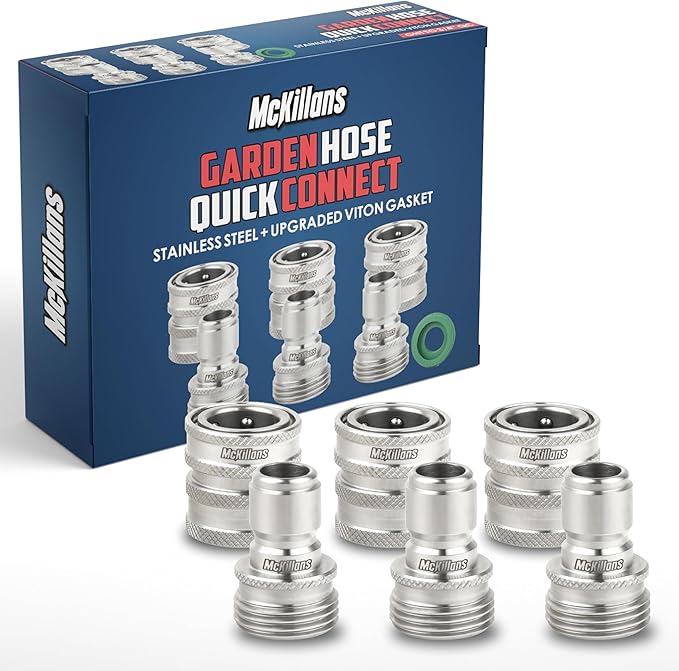 McKillans Water Hose Quick Connect [Universal Fit] 3 Pack - Stainless Steel Garden Hose Fittings - Durable and Easy Instant Connection