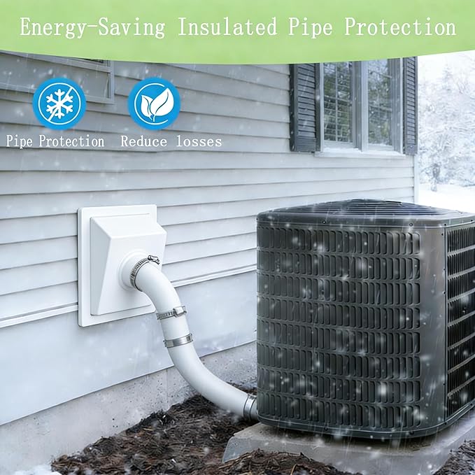 HVAC Wall Penetration Cover & Line Set Cover Kit - Professional Seal and Protection Sleeve for Indoor & Outdoor Mini Split Air Conditioner Pipes Outlet Retrofit 2-3/8", White