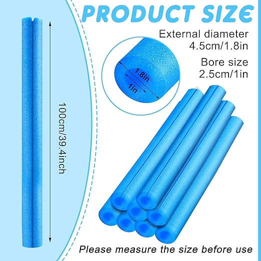 Treela 8 Pieces Clamp Foam Tube 40" Length 1" Id 1.8" OD Pre Cut Tube Cover Foam Pipe Insulation Clamp on Noodles for Padding or Bumper Corner Edge Protection(Blue)