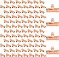 100-Pack GUOFIS Copper Press Tee,3/4" x 3/4"x 1/2" Tee Fittings for Copper Tube Connection with Stop(PRESS018-100Pack)