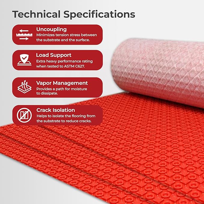 LuxHeat Prova Flex-Heat Uncoupling Membrane 70 sqft, Made for Floor Heating System Under Tile, Vinyl, Laminate, Uncoupling Membrane for Under Tile, Underlayment for Under Bathroom Floor