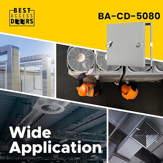 Best 10" x 10" Removable Duct Access Panel with Neoprene Gasket, 2” Fiberglass Insulated HVAC Duct Access Door, 24-Gauge Steel Double Panel, 5/8" Notched Knock Over Tabs, Hand Cam Latch, BA-CD-5080