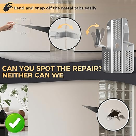 Drywall Repair Clips,Easy Install Drywall Clips 1/2 Inch,Professional Hole Repair Patch Kit for Wall and Sheetrock, Strong Metal Backing Clips with Screws for Home Improvement(Silver-52)