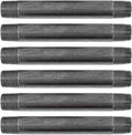 PIPE DÉCOR 1/2” x 6” Malleable Cast Iron Pipe Nipple, Pre Cut Connectors, Industrial Steel Grey Fits Standard Half Inch Black Threaded Pipes Nipples and Fittings, Build Vintage DIY Furniture, 6 Pack