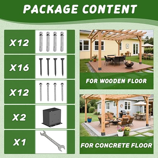 2 Pcs Post Base,4”x 6" Post Brackets(Acturl3.6 x5.6), Heavy Duty Black Metal Powder-Coated Thick Steel Post Anchor Outdoor for Support Deck Base Plate, Pergola Bracket Kit,Mialbox Post Mount