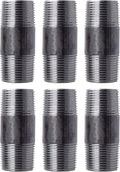 PIPE DECOR 1" x 3" Black Steel Plumbing Pipe, 6-Pack, Pre Cut Connector, Industrial Steel Grey Fits Standard One Inch Threaded Black Malleable Iron Fittings, Build Vintage DIY Furniture