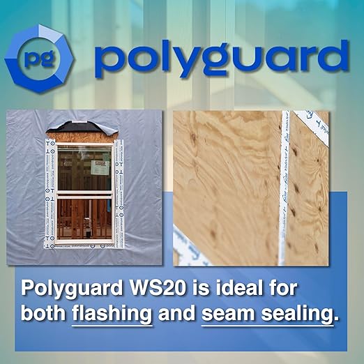 POLYGUARD WindowSeal Window and Door Flashing Tape, 4 in x 100 ft Roll, 20 mil Thick, Self-Sealing & Self-Adhering Waterproof Barrier, Pack of 4