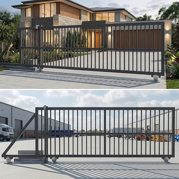 16 FT Heavy Duty Extra Wide V-Track (4FT×4), Compatible with 4" & 6" Large V-Groove Rollers for Smooth Sliding Without Hitting Anchor Bolts Includes Hammer Drive in Anchors for Sliding Gates Driveway