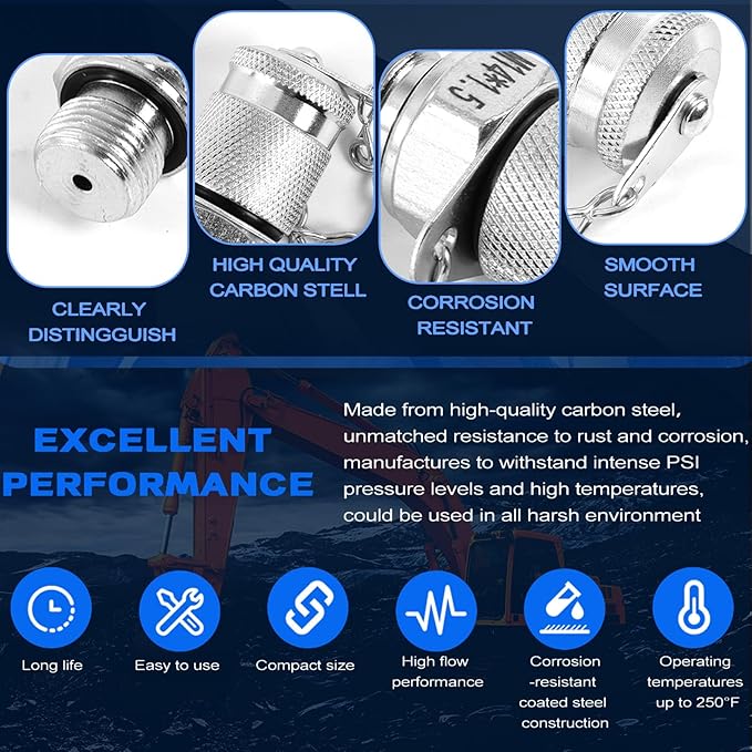 SINOCMP 10 Pcs Test Connector Hydraulic Pressure Gauge Tee Coupling Fittings for Construction Machinery Excavator