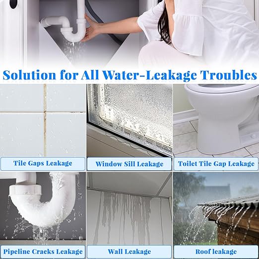Invisible Waterproof Sealant & Transparent Coating - 70.6 oz Liquid Leak Repair for Roof, Walls, Bathroom, Kitchen | Indoor/Outdoor Use with 3 Brushes | Anti-Leakage & Crack Protection