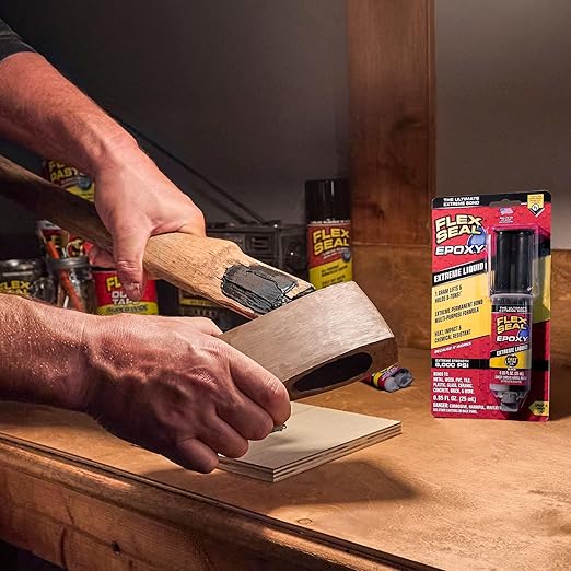 Flex Seal Epoxy, Extreme Liquid, Multi-Purpose, Durable, Permanent, Watertight, Long-Lasting Bond, for Automotive, Marine, Plumbing, Home, & Tool Repairs, Cures Black, 0.85 oz (25 mL) Syringe
