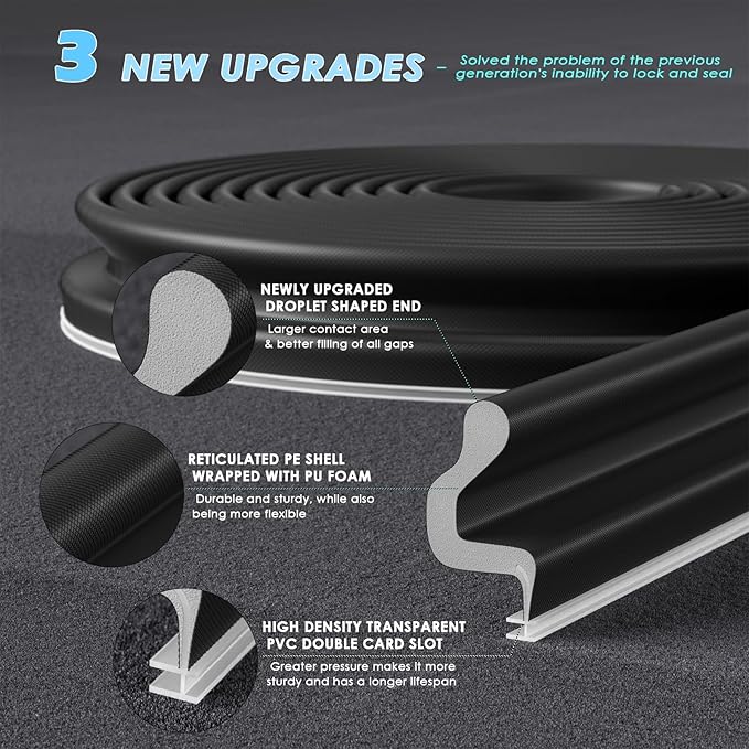 60FT Kerf Weather Stripping Door Seal Sound Proof Weather Strips Seal Strip for Front Door Frame Soundproofing Exterior Door Insulation Gasket (with 4 Door Corner Seals)