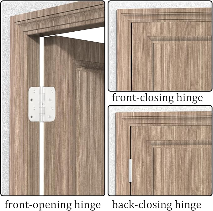 Hinges, 3 Pack Door Hinges Stainless Steel Hinges 4" Heavy Duty Hinge Ball Bearing Door Hinge with Rounded 5/8-Inch Radius Corners Thickness 3mm Hinges Heavy Duty Exterior Door Hinges