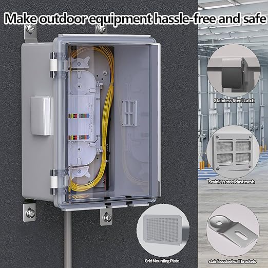 ABS Electrical Junction Box, Ventilated Design, Cable Grommets, IP65 Waterproof Enclosure, Indoor/Outdoor Use with Mounting Panel. (Clear Cover, 8.7"x6.7"x4.3")