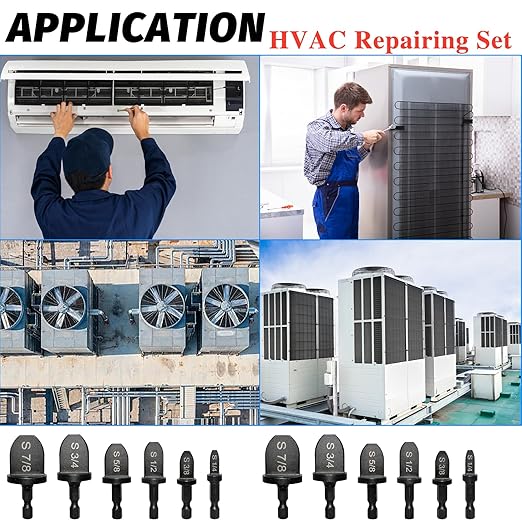 HVAC Repairing Set, Boring Drill Bits, Air Conditioner Copper Tube Expander Swaging Tool Drill Bit Manual Copper Pipe Swage, 1/4", 3/8", 1/2", 5/8", 3/4", 7/8" Bits Set (6PCS) (6)