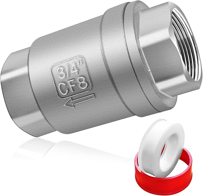 Stainless Steel 3/4 NPT Thread Non Return One Way Horizontal/Vertical Inline Water Check Valve for Well, Pump, Tank, Backflow Prevention