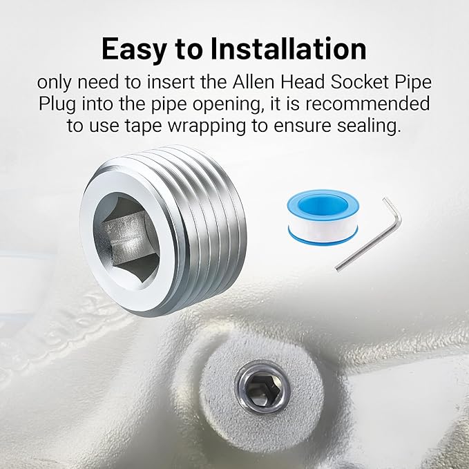 EVIL ENERGY 3/8" NPT Plugs Aluminum Socket Allen Head Silver, Pack of 2