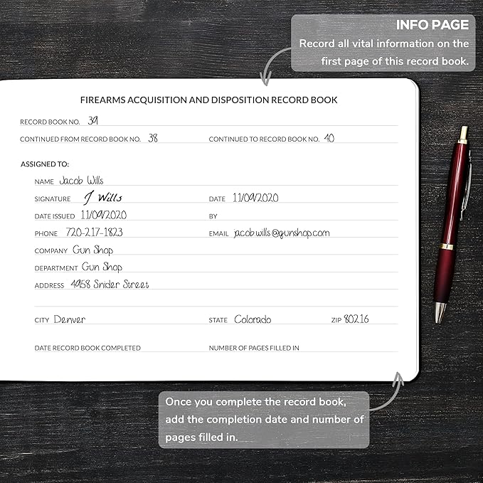 Skyline Firearms Acquisition & Disposition Record Book – Hardcover Gun Log Book for Firearm Dealers & Personal Use – Log Book for Receipt & Disposition Records, 10x7″(Black)