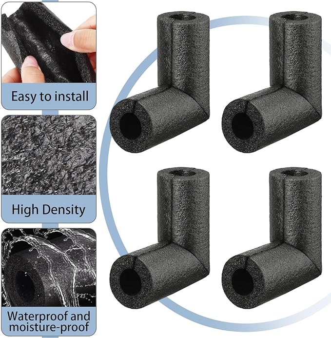 Frienda 12 Pack Pipe Insulation Foam Tube Elbow Insulation Tubing Elbows Water Freeze Protection Heat Preservation Foam Tube for Tubing Outdoor Water Pipe Protection (3/4 Inch,Stylish)