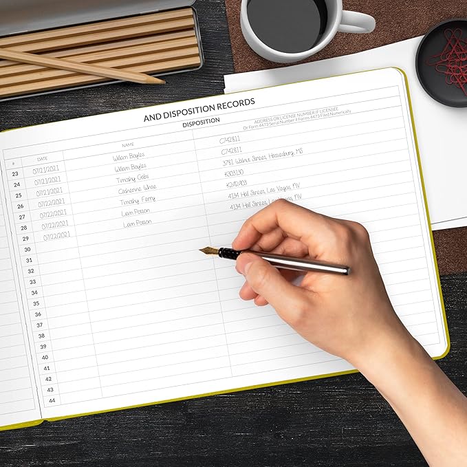 Skyline Firearms Acquisition & Disposition Record Book – Hardcover Gun Log Book for Firearm Dealers & Personal Use – Log Book for Receipt & Disposition Records, 10x7″(Olive Green)