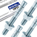10Pcs 3/8" × 3-1/8" Concrete Anchor Bolts, Zinc Plated Carbon Steel Wedge Anchors for Cement, Brick, and Masonry