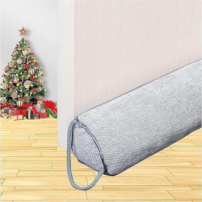 Triangle Under Door Draft Stopper Noise Blocker 28 Inches for Door Bottom Air Seal Insulation and Soundproof, Heavy Duty Weather Guard Snake Stripping, Gray