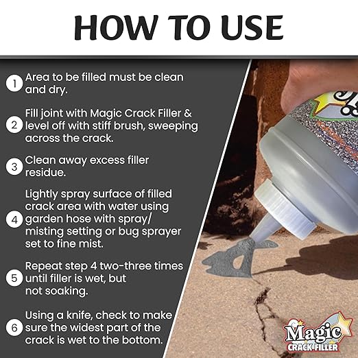 Magic Crack Filler 2.5LB Asphalt Black, for Filling in Cracks on Asphalt Driveways and Roads. Installs Easily Dry Granular No Mess and DIY (Black, 1)