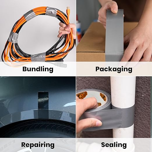 TAPEBEAR Silver Duct Tape Heavy Duty Waterproof 1.88" x 35 Yards, 16.5mil Thick Strong Tape, UV Resistant, All-Weather, No Residue, Super Strength for Industrial Use Indoor Outdoor Repairs