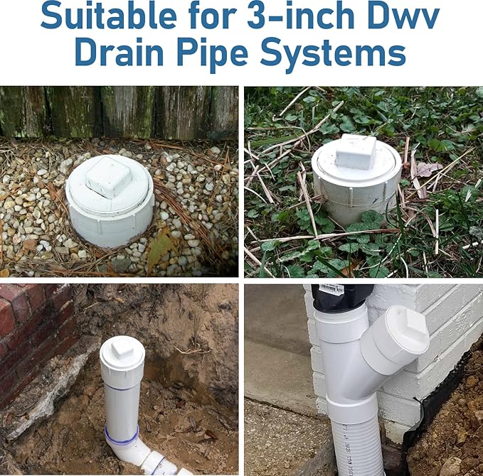 3“ PVC Sewer Cleanout Adapter with Plug - Efficient Drainage Solution for Piping Systems, PVC DWV Flush Sewer Cleanout Cap for Drainage Piping System