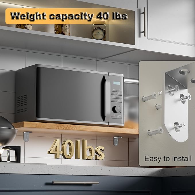 Alise 4Pcs Stainless Steel L Brackets for Shelves, Small Floating Shelf Brackets, 90 Degree Right Angle Bracket, Heavy Duty Metal L Bracket Corner Brackets for Wood Furniture (Brushed, 2.56X2.56 in)