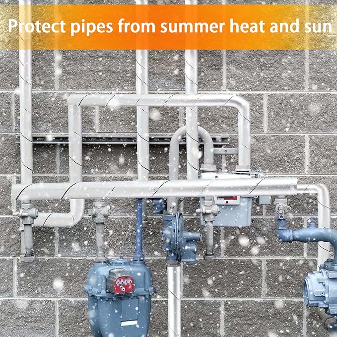 Pipe Insulation Wrap-2" X 33 ft Pipe Wrap Insulation Self-Adhesive Aluminum Foil Water Pipe Insulation Is Used For Anti-Freezing Protection Of Outdoor Water Pipes In Winter To Reduce Heat Loss