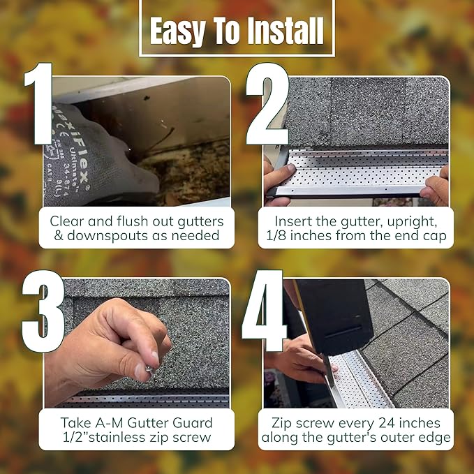 A-M Gutter Guard – Premium Heavy-Duty Aluminum Leaf & Debris Protection for 5″ & 6″ Gutters, Mill Finish, Lifetime Quality Sample Pack (7" in Length, Mill Finish) DIY-Easy - Made in The USA