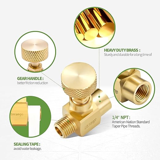 2 Pack Heavy Duty Brass Replacement Control Needle Valve 1/4" Female NPT X 1/4" Female NPT Connection