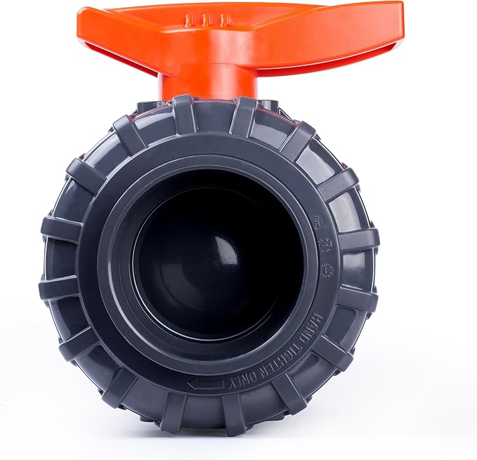 HYDROSEAL Kaplan 4" PVC True Union Ball Valve with Full Port, ASTM F1970, EPDM O-Rings and Reversible PTFE Seats, Rated at 200 PSI @73F, Gray, 4 inch Socket (4")