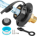Oyviny RV City Water Inlet with Check Valve, Lead-free Brass RV Fresh Water Inlet 3/4 NH Female to 1/2 NPT Male Connection, Water Fill Inlet Flange Replacement for Camper Trailer Motorhome Marine
