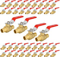 40-Pack Foskan 3/4 Inch PEX Crimp Full Port Ball Valve with Red Handle, Brass Quarter Turn Shut-off Valve for PEX Tubing