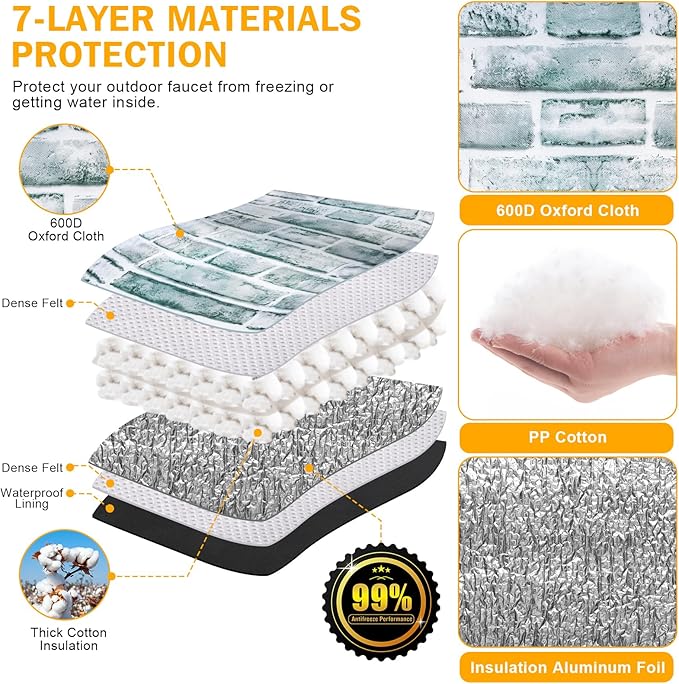 Backflow Preventer Cover Insulated (5˚F) - 16" W x 20" H Backflow Cover for Winter Pipe Freeze Protection - Sprinkler Covers for Outside - Double Wall Insulation Cover Brick White