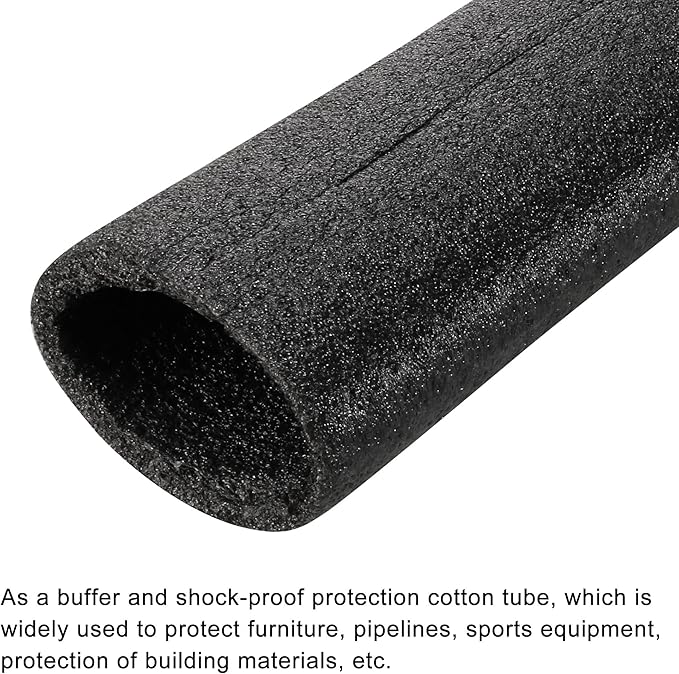 MECCANIXITY Foam Tube Sponge Protective Sleeve Heat Preservation Black Sleeve Polyethylene Pipe 60mm(2.36 Inch) ID for Pipe Insulation, Pack of 2