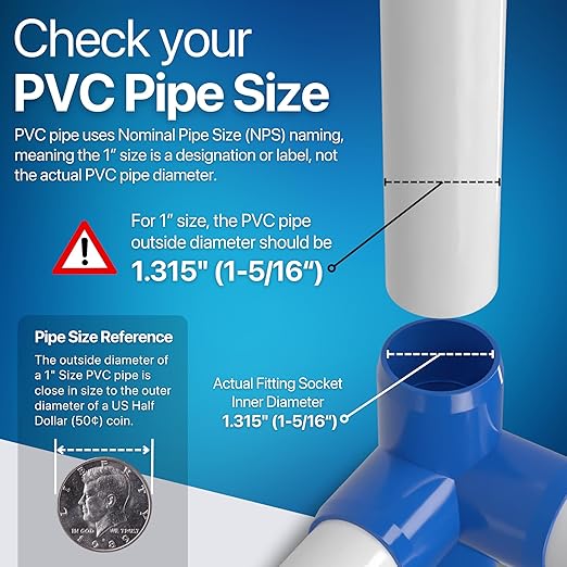 FORMUFIT 1” 4-Way Tee Furniture Grade PVC Fitting in Blue, Made in USA, UV-Resistant, Impact-Proof, 1.315” Actual Socket Diameter (Pack of 4) - F0014WT-BL-4