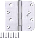 Door Hinge 4 Inch Interior Door Hinges Satin Nickel 4 Inch Interior Hinges Flat Iron Hinge 4"x 4" Door Hardware 5/8" Radius - 12 Pieces