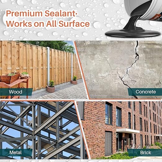 Waterproof Sealant 5 Gallon, Black Rubber Coating for Repairing Roofs Leaks, Warehouses, Foundations, Basements, Liquid Water Proof Sealant Coating